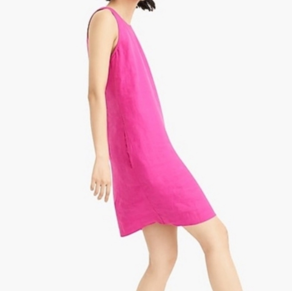 J. Crew Linen Shift Dress With Back Button Detail